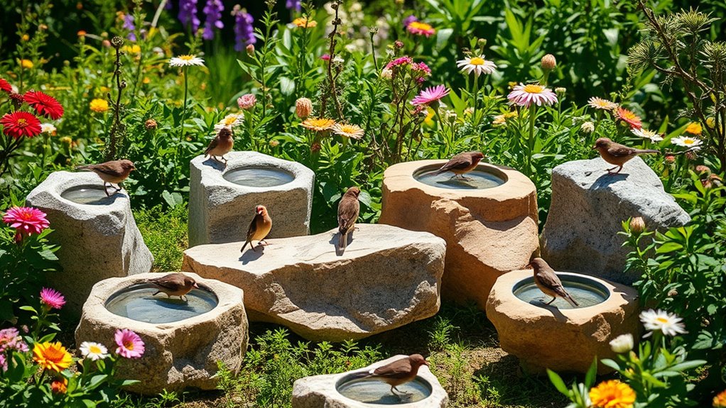 top bird bath rocks