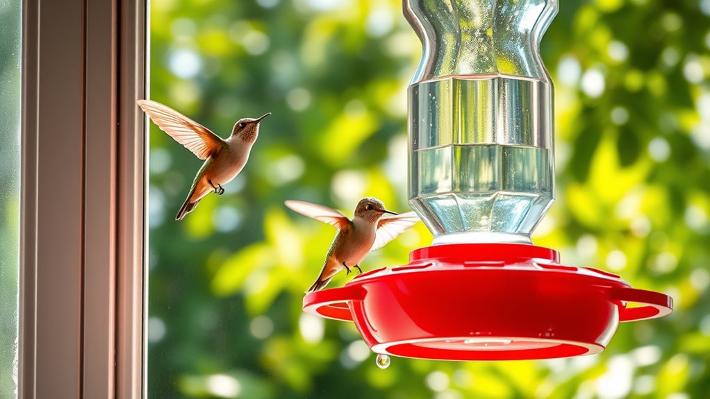 top window mounted hummingbird feeders